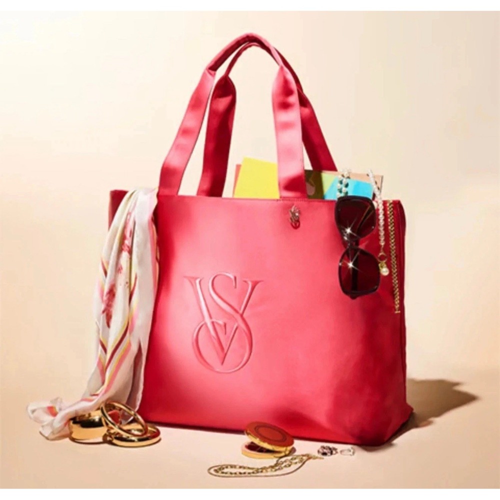 Victoria's Secret Red Monogram Logo Weekender Tote Bag NEW - SEALED